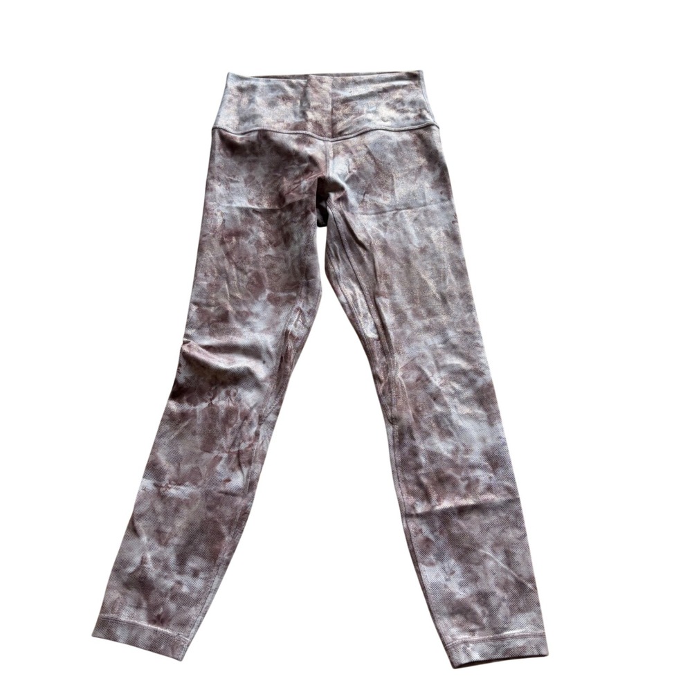Lululemon Wunder Train High-Rise Tight 25 Foil Rose Gold Smoky Red‎ LW5FBSS Sz 6